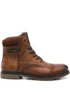 Bugatti Lace-up Panelled Booties In Brown