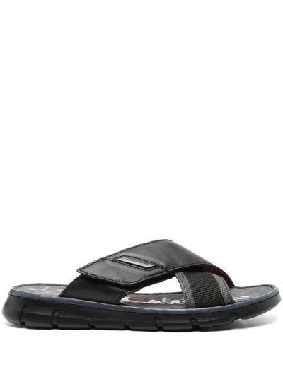 Bugatti Logo-plaque Flip Flops In Black