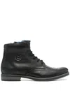 Bugatti Logo-plaque Leather Boots In Black
