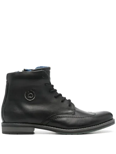 Bugatti Logo-plaque Leather Boots In Black
