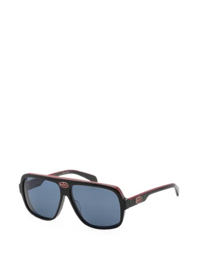 Bugatti Logo-plaque Geometric-frame Sunglasses In Black