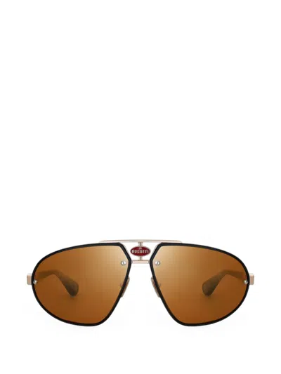 Bugatti Logo-plaque Pilot-frame Sunglasses In Black