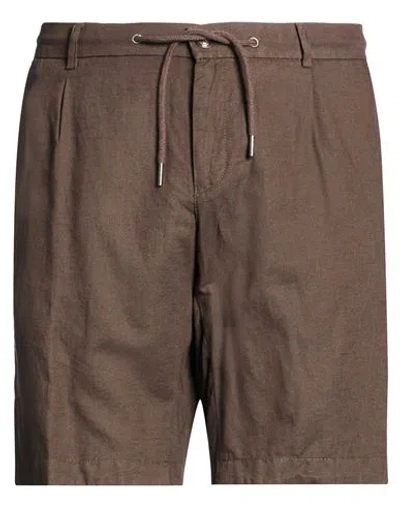 Bugatti Man Shorts & Bermuda Shorts Dark Brown Size 38 Linen, Cotton