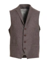 Bugatti Man Tailored Vest Brown Size 40 Polyester, Linen In Brown