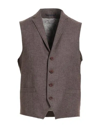 Bugatti Man Tailored Vest Brown Size 40 Polyester, Linen