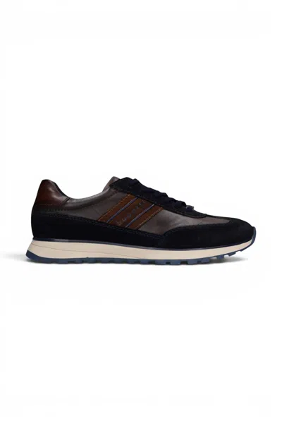 Bugatti Men's Navy Blue Leather Lace-up Trainer Sneaker Shoes - Timon In Multi