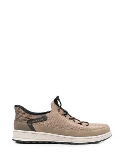Bugatti Mesh-knit Lace-up Sneakers In Brown