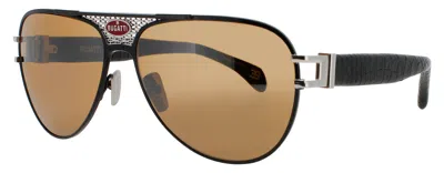 Bugatti ? No Brand-men's Acetate Sunglasses Style 11, 63-15-147 In Bk/ss - Black/sterling Silver / Brown