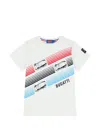 Bugatti Striped-print T-shirt In White
