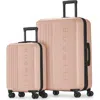Bugatti The Classic 2 Piece Hardside Luggage Set With Expansion In Peach