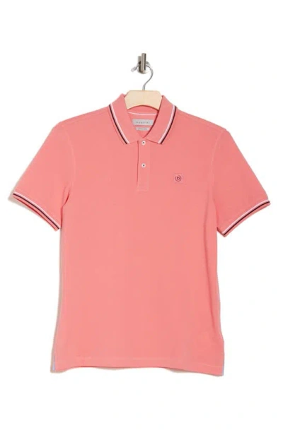 Bugatti Tipped Cotton Polo In Coral