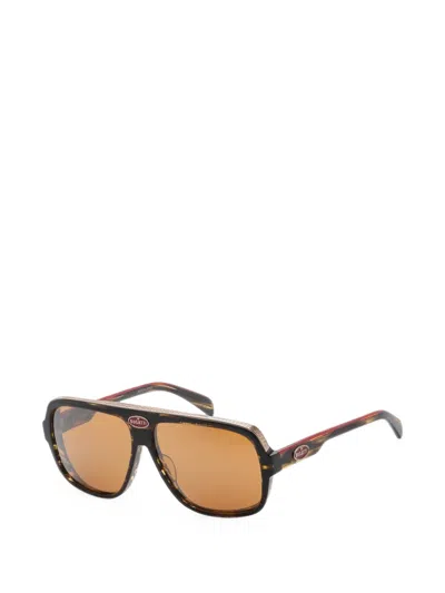 Bugatti Tortoiseshell-effect Pilot-frame Sunglasses In Metallic