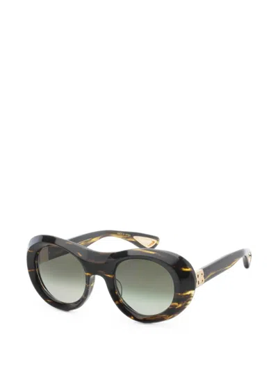 Bugatti Tortoiseshell-effect Round-frame Sunglasses In Gold
