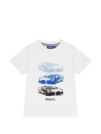 Bugatti Kids' Younger Boys T-shirt Mit Auto-print In White