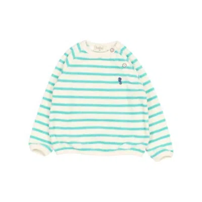 Buho Kids' Boys' Terry Striped Sweatshirt In Jungle Green In Multi