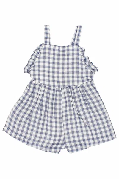 Buho Kids' Gingham Jumpsuit In Blue Stone In Multi