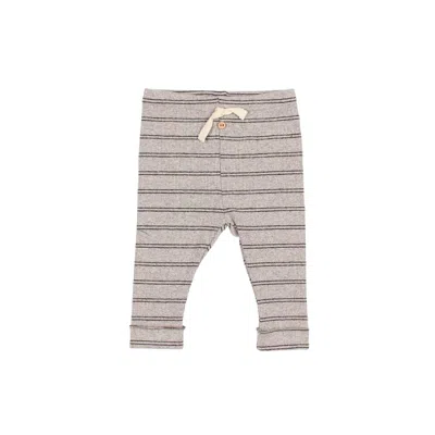 Buho Kid's Soft Rib Pant In Stone Stripe In Gray