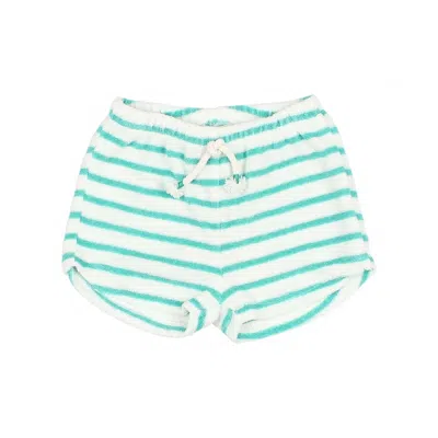 Buho Kid's Terry Striped Shorts In Jungle Green