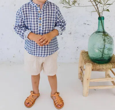 Buho Kids' Muslin Bermuda Shorts In Sand In Blue