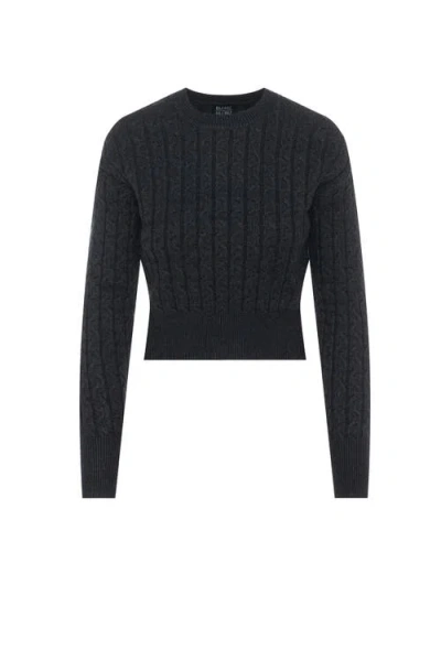 Buhu Cable Knit Ribbed Cuffs Sweater In Blue