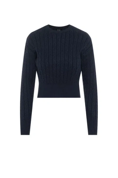 Buhu Cable Knit Ribbed Cuffs Sweater In Blue