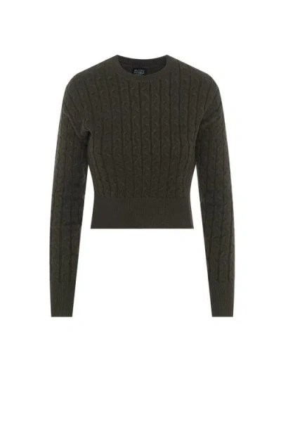 Buhu Cable Knit Ribbed Cuffs Sweater In Blue