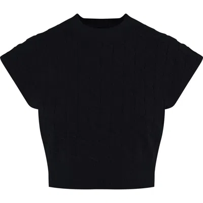 Buhu Cable Knit Soft Stretch Vest In Black