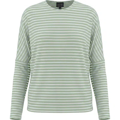 Buhu Striped V-neck Drop Shoulder Long Sleeve Knit Top In Green