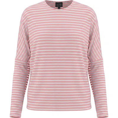 Buhu Striped V-neck Drop Shoulder Long Sleeve Knit Top In Pink