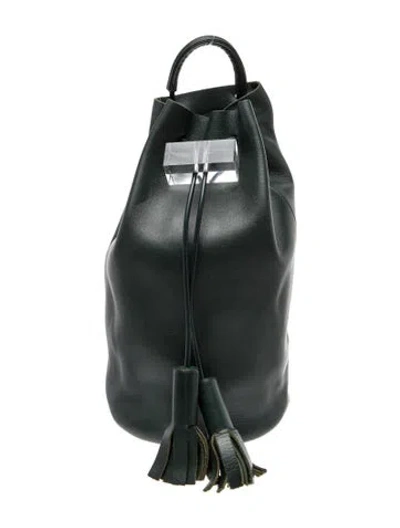 Pre-owned Building Block Leather Backpack In Green