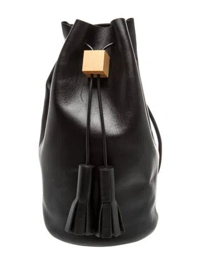 Pre-owned Building Block Leather Bucket Bag In Black