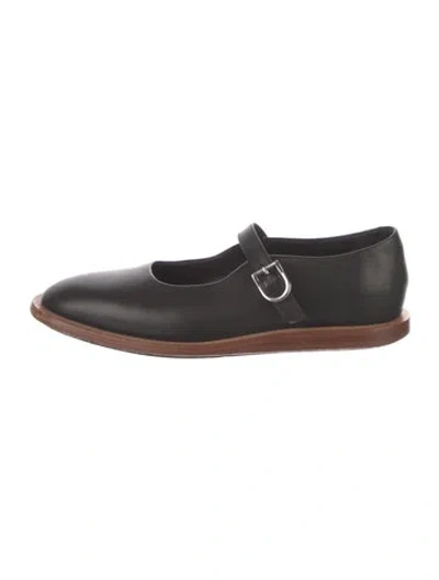 Pre-owned Building Block Leather Mary Jane Flats In Black
