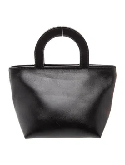 Pre-owned Building Block Leather Top Handle Bag In Black