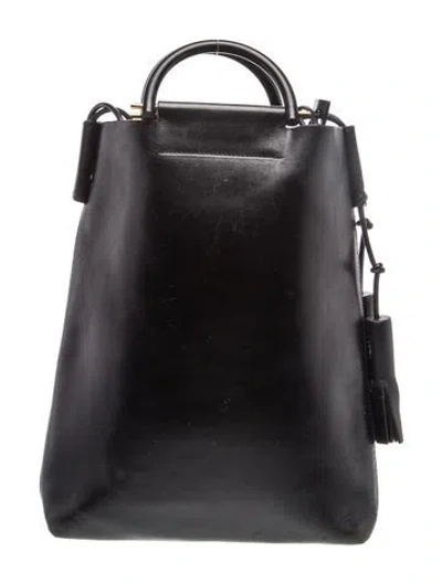 Pre-owned Building Block Leather Top Handle Bag In Black