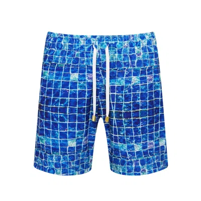 Bukawaswim Men's Blue Eze Sirène Pool Tiles Board Shorts - Repreve®