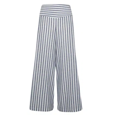 Bukawaswim Women's Blue Leila Wide Leg Cotton Trouser