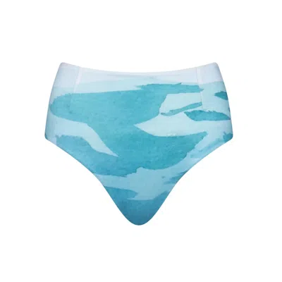 Bukawaswim Women's Blue Monaco Beach Club Watercolour High Waisted Bottoms - Econyl® Regenerated Nylon