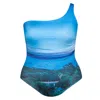 Bukawaswim Women's Blue Monte Carlo Skypad One Shoulder Swimsuit - Econyl® Regenerated Nylon In Blue