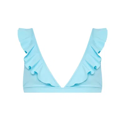 Bukawaswim Women's Blue Pampelonne Bukawa Frill Top - Econyl® Regenerated Nylon