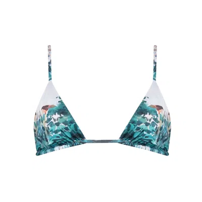 Bukawaswim Women's Green Cannes Du Jardin Watercolour Triangle Top - Econyl® Regenerated Nylon