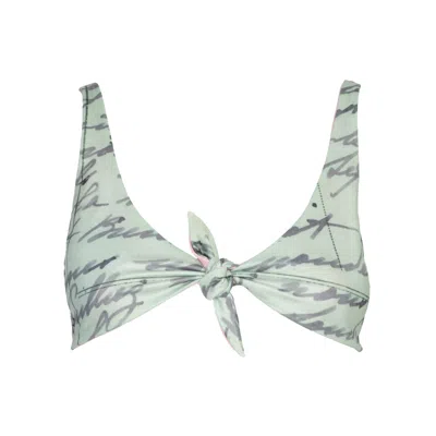 Bukawaswim Women's Green / Pink Chère Colette Front Tie Econyl® Bikini Top In Multi