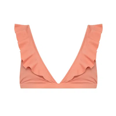 Bukawaswim Women's Rose Gold Pampelonne Beauvallon Frill Top - Econyl® Regenerated Nylon