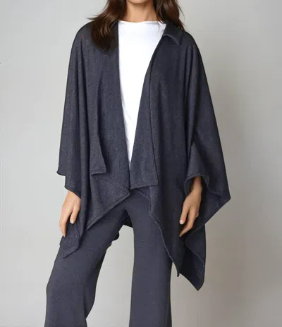 Buki Cape Wrap Kimono In Charcoal Grey In Blue