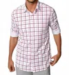 Buki Carnaby Plaid Long Sleeve Tech Shirt In White/ Maroon In White