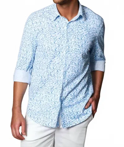Buki Five-o Floral Long Sleeve Tech Shirt In Blue/ White