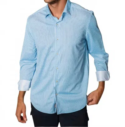 Buki Hansen Stripe Long Sleeve Tech Shirt In Cove Blue