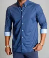 Buki Kensington Long Sleeve Button-down Tech Shirt In Navy In Blue