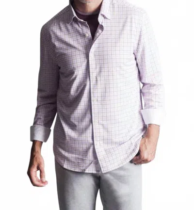 Buki Matt Long Sleeve Tech Shirt In Plaid Pattern In Purple