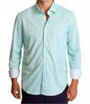 Buki Mauro Long Sleeve Check Tech Shirt In Emerald In Gold