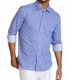 Buki Mauro Long Sleeve Check Tech Shirt In Royal Blue In Blue